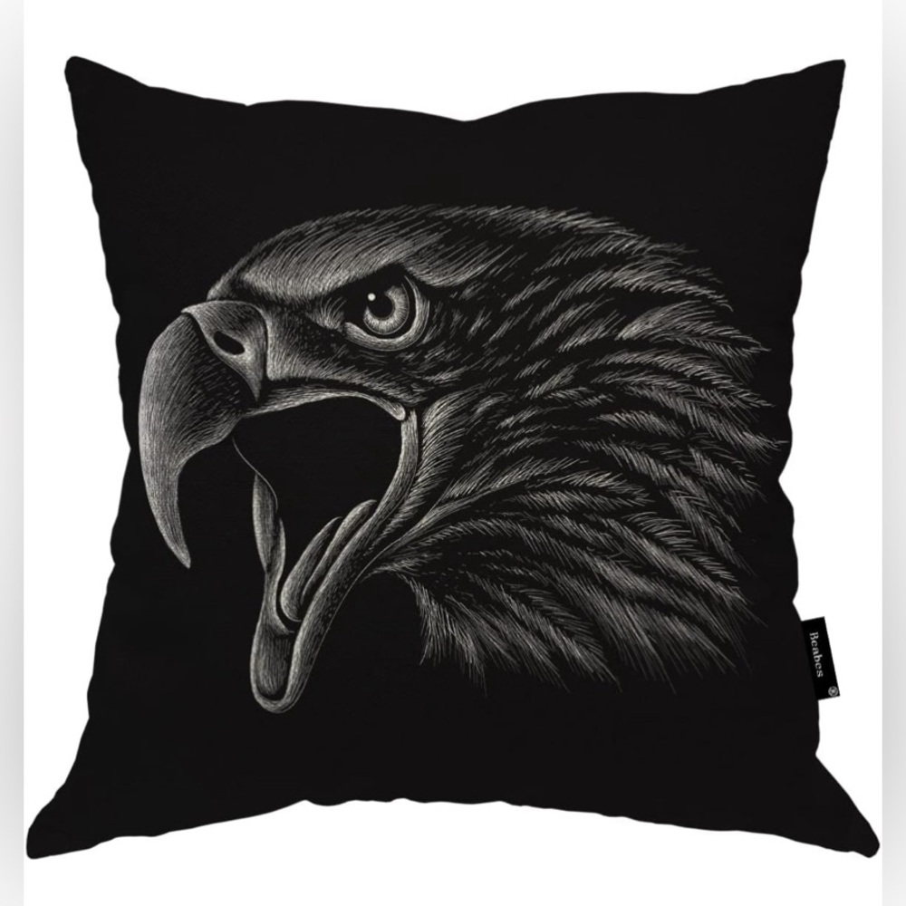 Eagle Throw Pillow Cover,Abstract Cool Eagle Head Soft Square Cushion